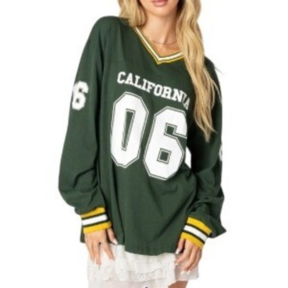 Edikted PACSUN Cali‎ Oversized Green Baseball T-Shirt Size XS